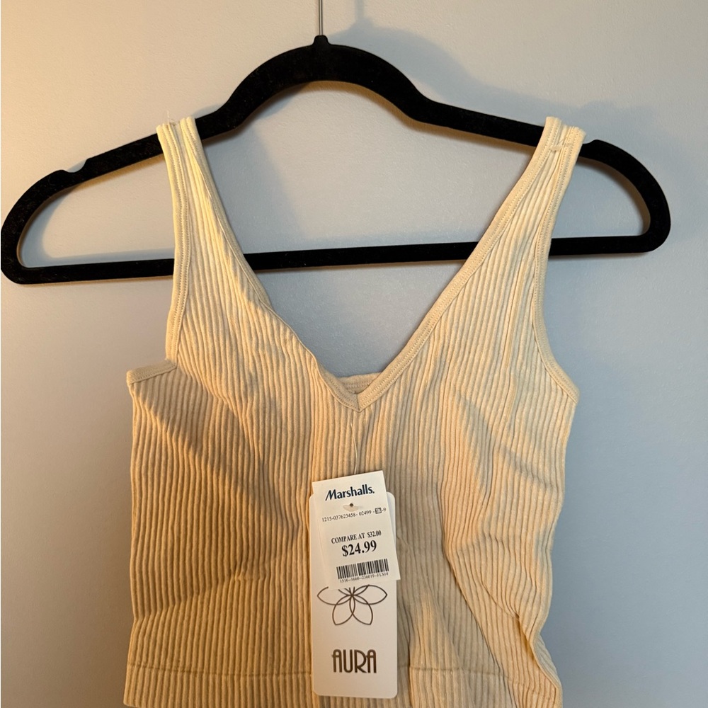 Aura Cream Ribbed Tank Top